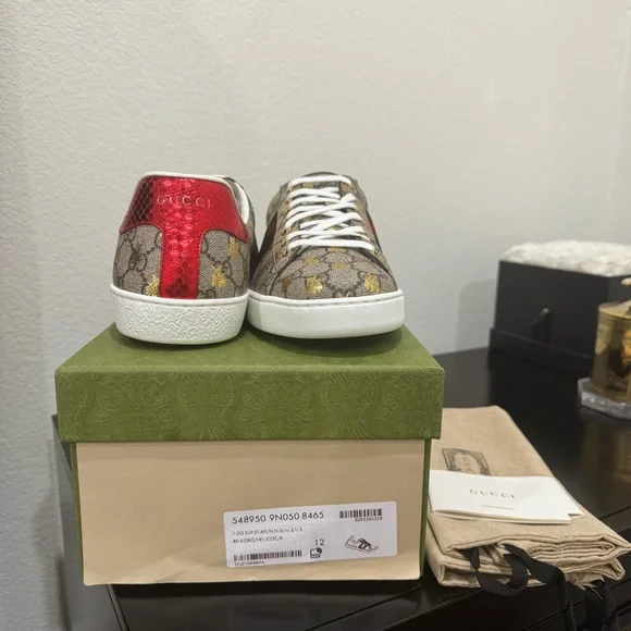 Gucci Ace GG Supreme Bees Sneaker Brown Multi 12.5 - Picture 8 of 8